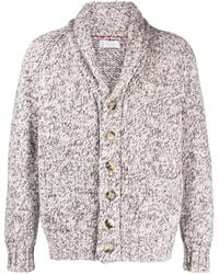 Brunello Cucinelli - Shawl Collar Knit Cardigan "Marled" Brun2324" - Lyst
