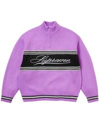 Supreme - Script Stripe Half Zip Sweater Su27917" - Lyst