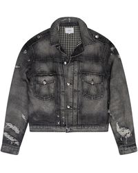 Rhude - Ripped Denim Jacket Rhdmotw0066 Gry" - Lyst