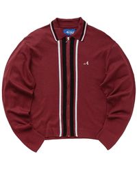 AWAKE NY - Full-Zip Cardigan Sweater "Merlot Burgundy" Awk Fw23 Kn004 Mer" - Lyst