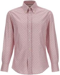 Brunello Cucinelli - Patterned Button-Up Shirt "Rose" Brun1110" - Lyst