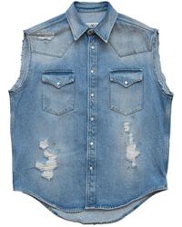 MM6 by Maison Margiela - Sleeveless Distressed Denim Shirt Sh2Dr0003M30018964" - Lyst