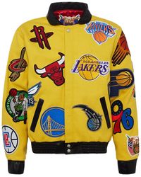 Jeff Hamilton - Nba Collage Wool & Leather Jacket Nba 101 Yel" - Lyst