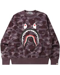 A Bathing Ape - Color Camo Shark Relaxed Fit Crewneck Sweatshirt "Burgundy" 1H30 113 014 Burgundy" - Lyst