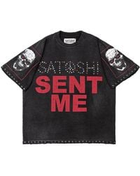 Satoshi Nakamoto - Rhinestone Studded Sent Me Logo T-Shirt "Washed Multi" Sat094" - Lyst