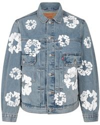 DENIM TEARS - The Cotton Wreath Denim Jacket "Light Wash" Dt13" - Lyst