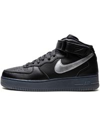 Nike - Air Force 1 Mid "black / Metallic Silver" Shoes - Lyst