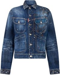 DSquared² - Dark Busted Rebel Wash L.A. Jean Jacket S71An0672S30664470" - Lyst