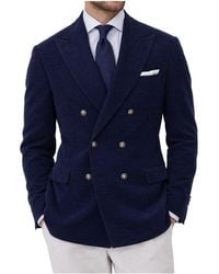 Brunello Cucinelli - Wool Silk Double-Breasted Blazer "Sapphire" Brun2982" - Lyst