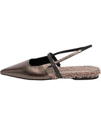 Brunello Cucinelli - Leather Pointed Toe Slingback Shoe "Bronze" Brun2451" - Lyst