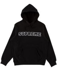 supreme cord collegiate logo hooded sweatshirt black