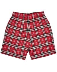 Burberry - Bradeston Check Print Track Shorts "Chili" 8051400" - Lyst