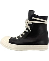 Rick Owens - Luxor Ramones Sneaker High Leather "Dark Dust/Milk" Ru02F4890 Lco 7811" - Lyst