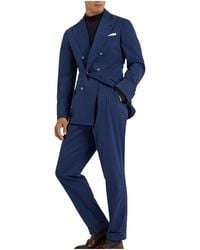 Brunello Cucinelli - Double-Breasted Cotton Blazer "Ocean" Brun2917" - Lyst