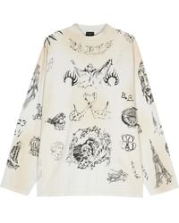 Balenciaga - Tattoo Distressed Graphic Oversize Sweatshirt "Off" 790365 Tqvr1 3307" - Lyst