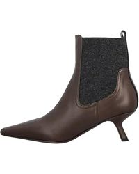 Brunello Cucinelli - Wool-Lined Leather Chelsea Boots Brun314" - Lyst