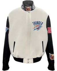 Jeff Hamilton - Oklahoma City Thunder Wool & Leather Varsity Jacket Nba 004Whtblk Okc" - Lyst