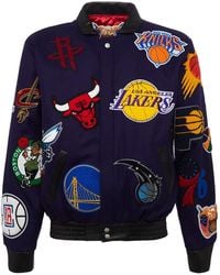 Jeff Hamilton - Nba Collage Wool & Leather Jacket Nba 101 Pur" - Lyst