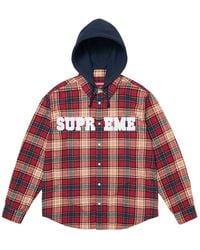 Supreme - Applique Hooded Flannel Shirt "Fw26 - Lyst