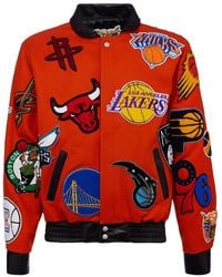 Jeff Hamilton - Nba Collage Wool & Leather Jacket Nba 101 Org" - Lyst