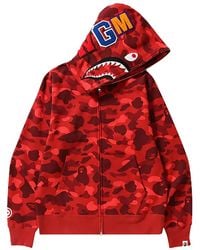A Bathing Ape - Color Camo Shark Full Zip Hoodie 001Zpj201003Mred" - Lyst