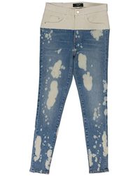 Amiri - Contrast With Leather Bleach Skinny Jeans "Bleach, Leather" Ps22Wds071 Indwht" - Lyst