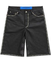 LOSTSHDWS - Embellished Sun Logo Leather Short Sho Bla Lea Bla Emb" - Lyst