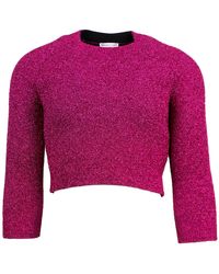 Balenciaga - Cropped Crewneck Sweater Metallic" 482209 T6092 4407" - Lyst