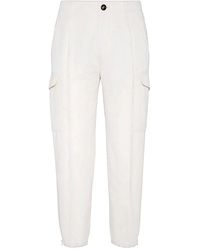 Brunello Cucinelli - Linen Blend Cargo Trousers "Off" Brun783" - Lyst