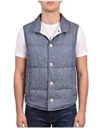 Brunello Cucinelli - Linen Button Down Vest "Denim" Brun2051" - Lyst