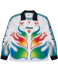 CASABLANCA - Flame Laurel Long-Sleeved Silk Shirt U Aw25 Sh 006 01 M" - Lyst