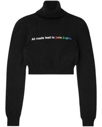 Palm Angels - All Roads Cropped Turtleneck Sweater Pwhf024F23Kni002" - Lyst