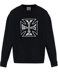 Vetements - Double Biker Cross Logo Sweater Me76Kn099B Blac" - Lyst