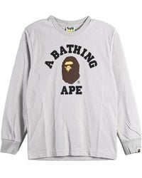 A Bathing Ape - College Long-Sleeve T-Shirt 1M80111051 Gra" - Lyst