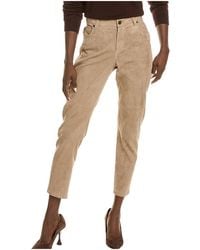 Brunello Cucinelli - Leather Cropped Pants "Almond" Brun2659" - Lyst