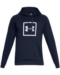 Under Armour - Rival Fleece Box Logo Hoodie "Academy 1329745 408" - Lyst