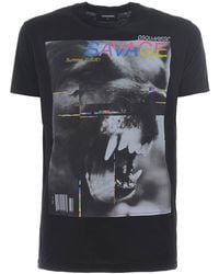 DSquared² - Savage Print Graphic Cotton T-Shirt S71Gd0627 S22427 900" - Lyst