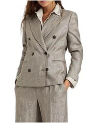 Brunello Cucinelli - Linen Double-Breasted Blazer Brun1304" - Lyst