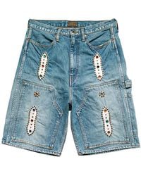 Kapital - 14Oz Denim Studs Remake Shorts "Light" Kap073" - Lyst