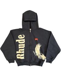 Rhude - Eagle Pass Zip-Up Hoodie "Vintage Rhss26Ho08012 Blk" - Lyst