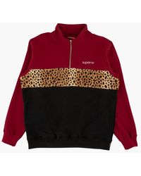 supreme leopard panel half zip