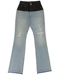 Amiri - Hybrid Bootleg Jeans W/ Leather "Sky Ps22Wds070 064" - Lyst