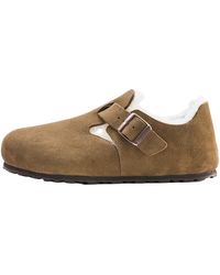 Birkenstock - London Shearling Suede Leather "Dark Tea - Lyst