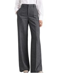 Brunello Cucinelli - Wool Wide-Leg Trousers "Dark" Brun2902" - Lyst