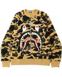 A Bathing Ape - 1St Camo Printed Zip Shark Crewneck Sweatshirt 1K80 613 003" - Lyst