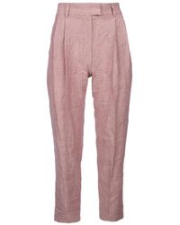 Brunello Cucinelli - Linen Tapered Trousers "Rosa" Brun1424" - Lyst