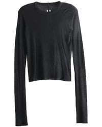 Rick Owens - Cropped Rib Long-Sleeve T-Shirt Rp02F5209 Rc 09" - Lyst