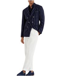 Brunello Cucinelli - Wool Linen Silk Double-Breasted Blazer Brun2945" - Lyst