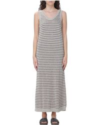 Brunello Cucinelli - Striped Sleeveless Dress "Quarzo" Brun1532" - Lyst