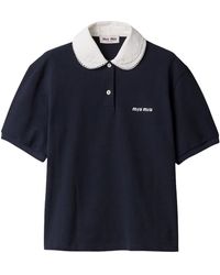 Miu Miu - Piqué Polo Shirt Mjna43 6395 F0008" - Lyst